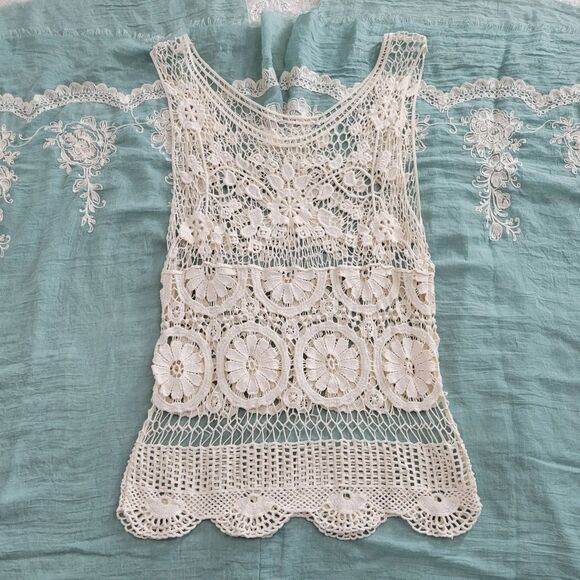 Crochet Tank Cream S - Picture 1 of 6